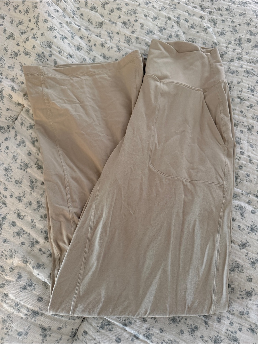Neutral Beige Wide-Leg Women’s Leggings